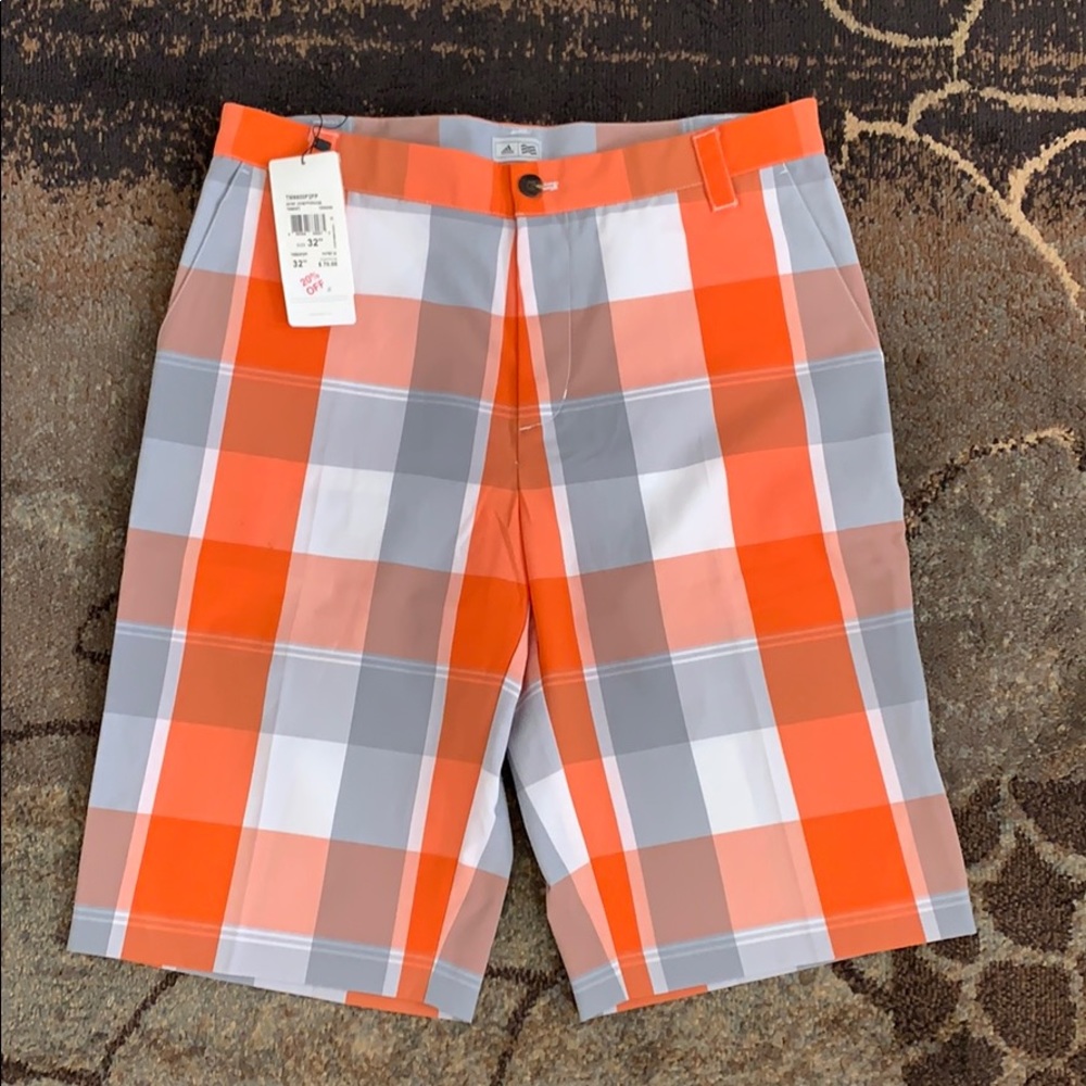 Adidas Orange Plaid Golf Shorts. Size 32.